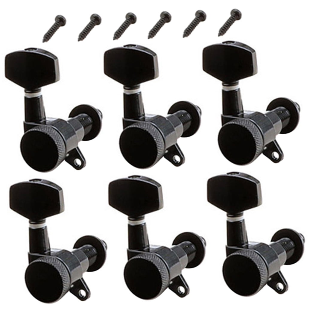 WRISTBIQUE Black Guitar Tuning Pegs Set of 6 Acoustic and Electric Machine Tuning Keys Knobs