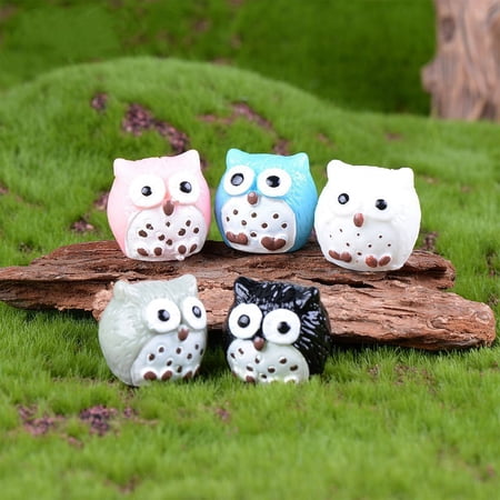 Bobasndm Animal Sculptures Eco-friendly 5Pcs Landscape Owl Crafts Statues Rust-proof Good for Household