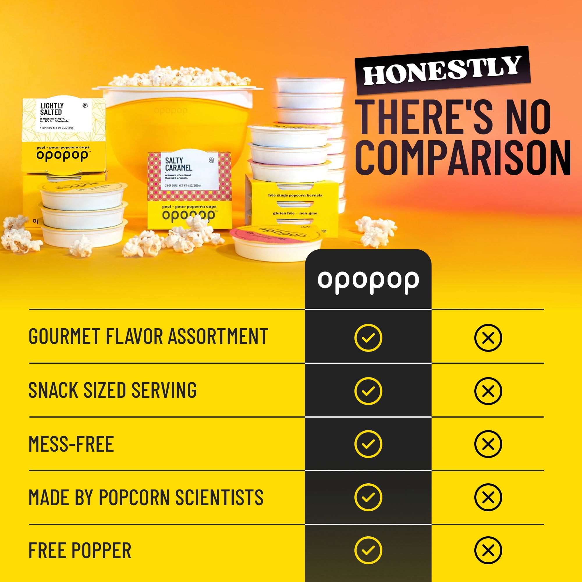 Opopop Microwave Popcorn Variety 4-pack Gourmet Popcorn Kit, Collapsible Silicone Popper, Gluten Free Snacks, BPA Free, Dishwasher Safe, New Flavors