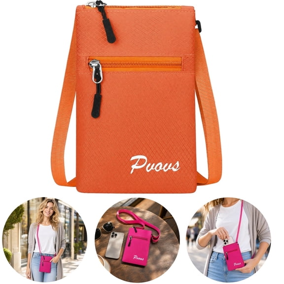 Clossjun Men Women Crossbody Bag Lightweight Fabric Phone Purse with 2 Zipper Mini Handbag Adjustable Belt Casual Packs For Work Out Back To School Saffron
