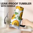 thumbnail image 5 of Sunflower 20oz Stainless Steel Tumbler with Handle and Straw – Insulated Travel Cup with Sliding Lid, 360° Full Wrap Printed Mug for Home, Outdoor & Sports Use, Foral, 5 of 6