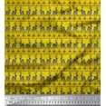 thumbnail image 1 of Soimoi Yellow Modal Satin Fabric Flower & Rabbit Folk Art Print Fabric by the Yard 42 Inch Wide, 1 of 3