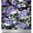 thumbnail image 1 of Soimoi Velvet Fabric Skull,Rose & Anemone Flower Print Fabric by Yard 58 Inch Wide, 1 of 3