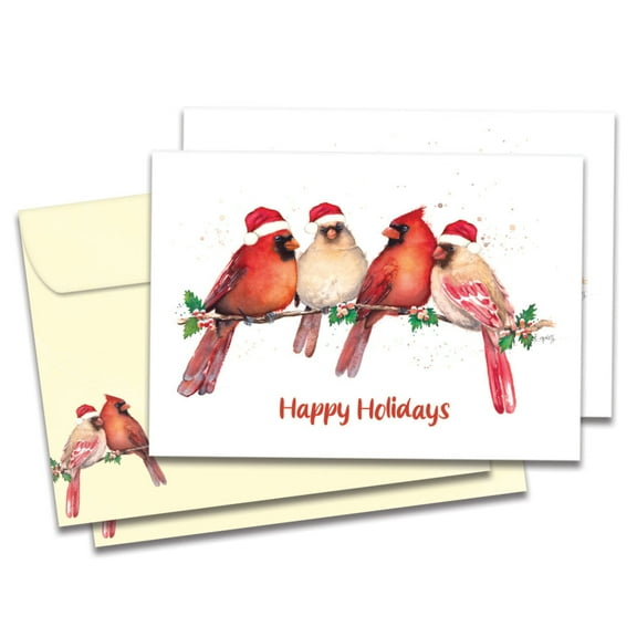 Tree-Free Greetings Holiday Greeting Card 2 Pack, 5 x 7, Happy Cardinals (GT69305)