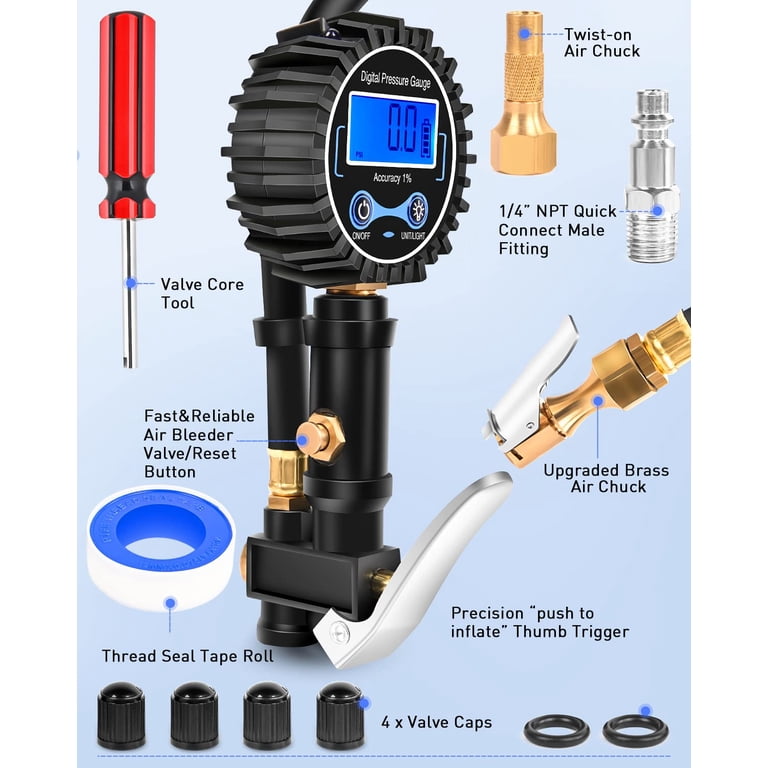 Digital Tire Inflator With Pressure Gauge 250PSI Air Compressor Digital Tire Inflator With Pressure Gauge 250PSI Air Compressor
