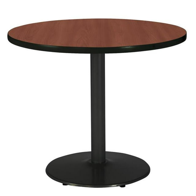 KFI 30" Round Pedestal Table with Mahogany Top Round Black Base