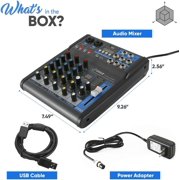Pyle PMXU43BT - 4-Ch. Bluetooth Studio Mixer - DJ Controller Audio Mixing Console System