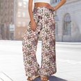 thumbnail image 2 of Minjewel Palazzo Pants for Women Print Wide Leg - High Waist Casual Trousers with Pockets Elastic, Wide Leg Pants for Women Boho Summer Trousers, Pants for Women for Beach Daily,Watermelon Red S, 2 of 7