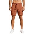 thumbnail image 2 of WIZUTIZ Men's Solid Color Button Zipper Fly Elastic Waist Shorts Pockets Summer Casual Loose Fit Breathable Lightweight Fashion Pants, 2 of 4