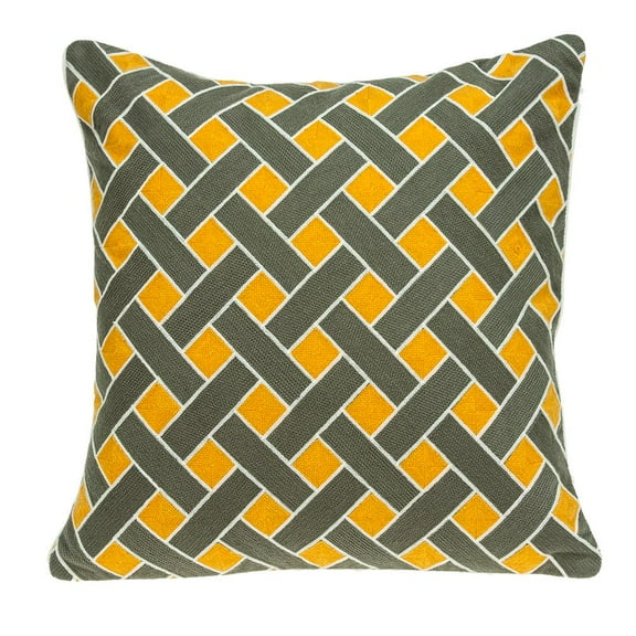 Parkland Collection Kain 20x20" Braided Cotton Throw Pillow in Gray/Orange