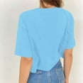 thumbnail image 4 of Womens Tshirt Crop Short Sleeve Printed Casual Summer Loose Womens Summer Tops Light Blue M, 4 of 5