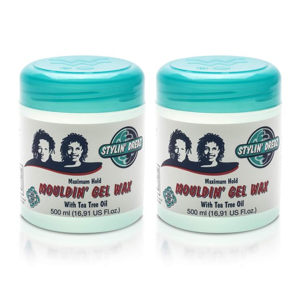 Stylin' Dredz Cire Gel Moulante avec Huile d'Arbre à Thé - Twist n Lock - Tenue Maximale de 500 ml par Stylin Dredz (500 ml, Lot de 2)