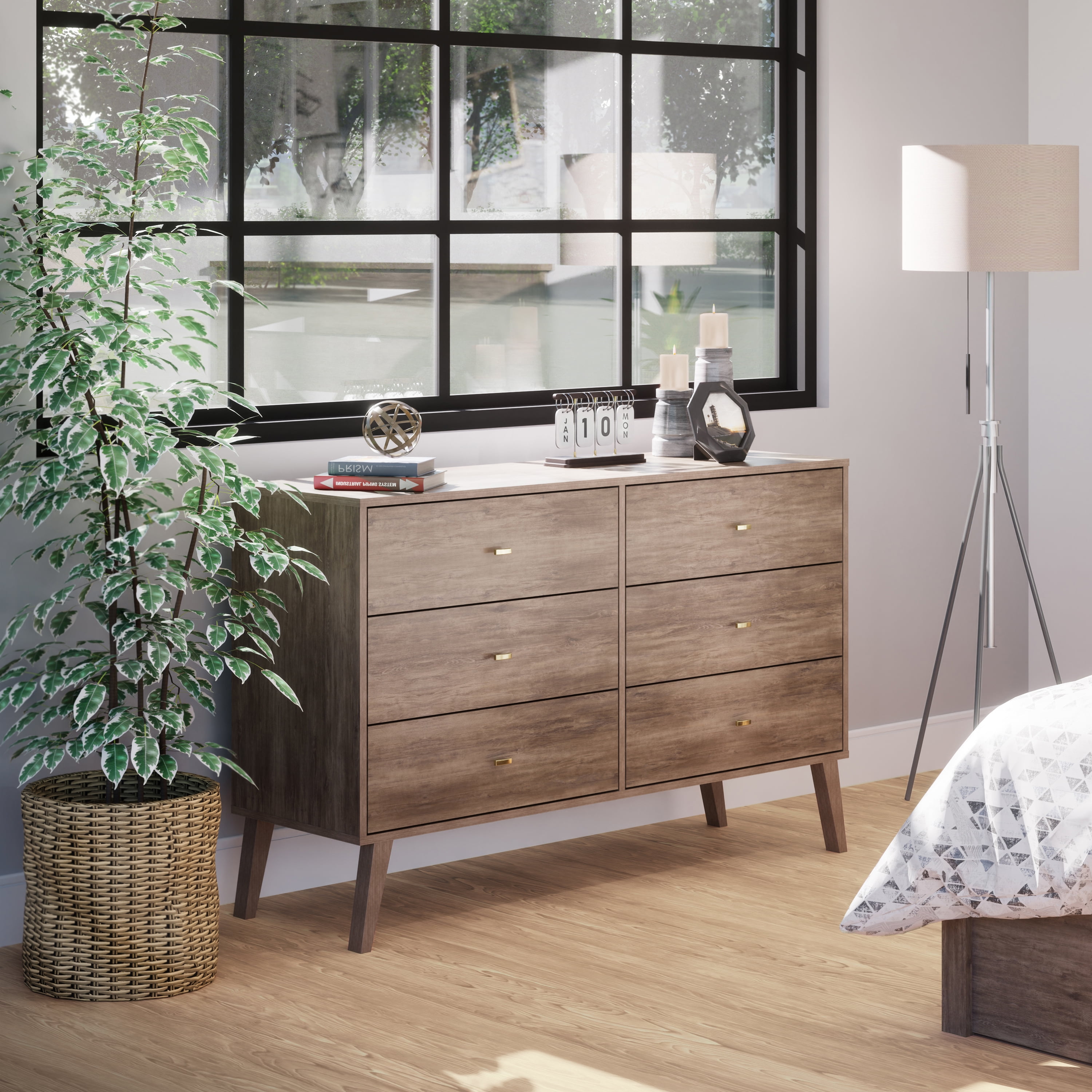 milo mid century modern 6-drawer dresser Prepac Milo Mid-Century Modern 6 Drawer Dresser, Tall Chest of Drawers, Retro Bedroom Furniture, Lingerie Dresser - Bed Bath & Beyond