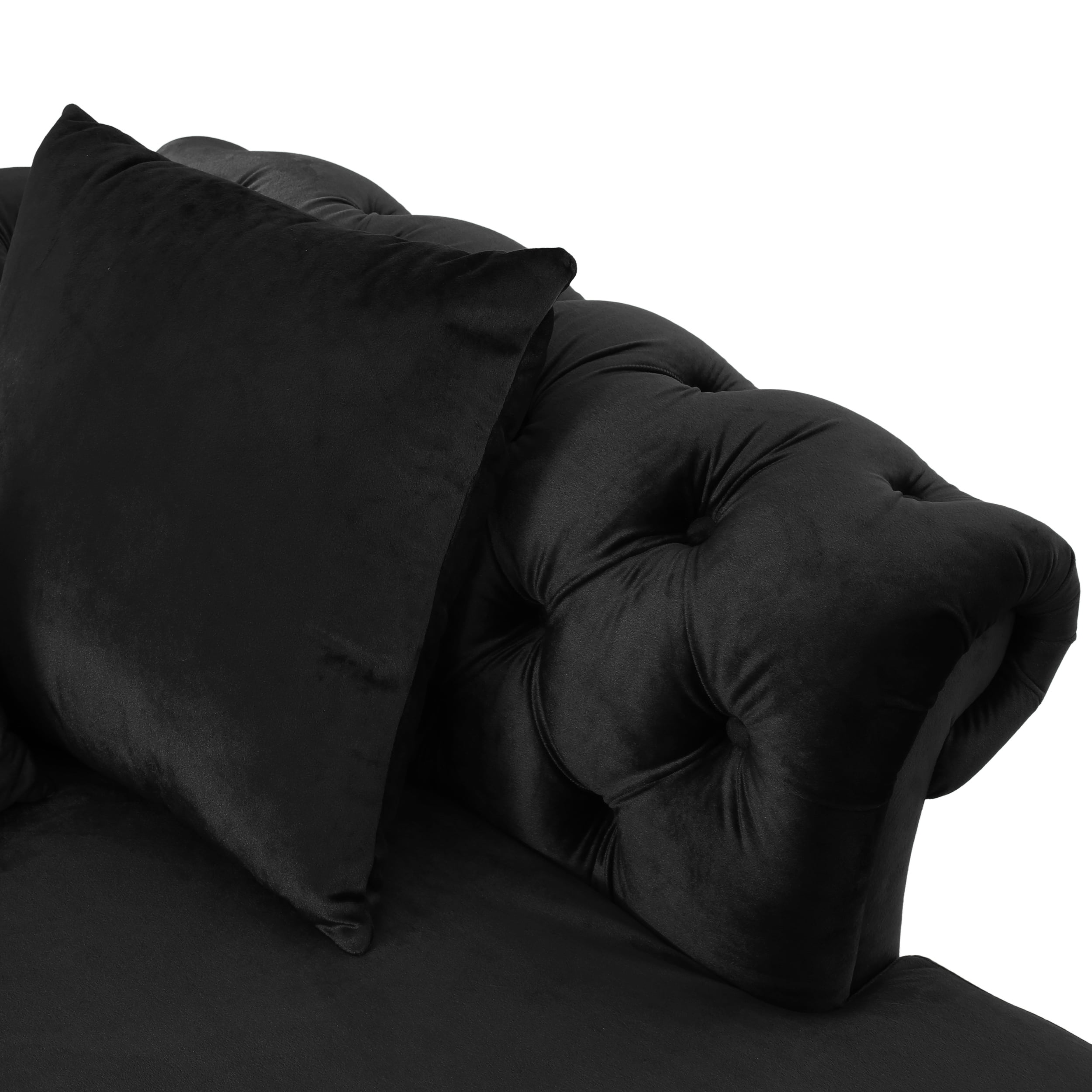 Noble House Sonne Indoor Fabric Tufted Chaise Lounge, Black