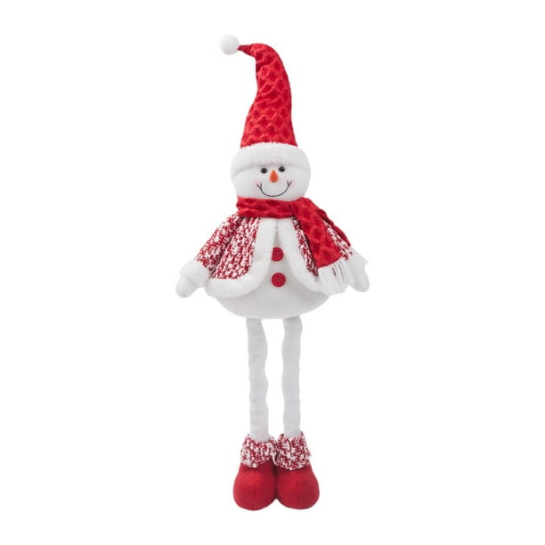 Adorno de muñeco de nieve telescópico navideño, muñeco de peluche rojo y para Navidad, regalo para sala de estar, festival, interior
