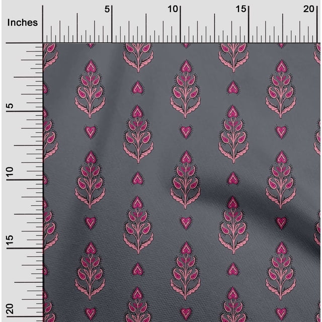 oneOone Cotton Silk Fabric Leaves & Paisley Block Print Sewing Fabric BTY 42 Inch Wide