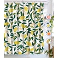 thumbnail image 1 of Cortinas de ducha de limón, cortina de ducha de frutas, hojas verdes, diseño de plantas, tela impermeable, juego de cortina de ducha de baño con 12 ganchos, verde amarillo 72 × 72, 1 of 7