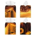 thumbnail image 2 of Uemuo Vintage Sunflower Cow A Tissue Box Cover Holder, Square with Bottom Belt - PVC Leather Decorative Organizer for Tabletop, Bathroom, Car, Office, 2 of 8