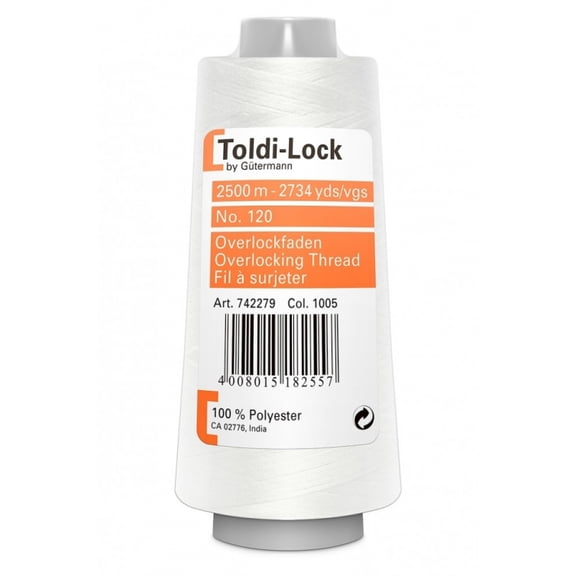 Gutermann Toldi Lock Overlocking Sewing Thread White - 2735 yards