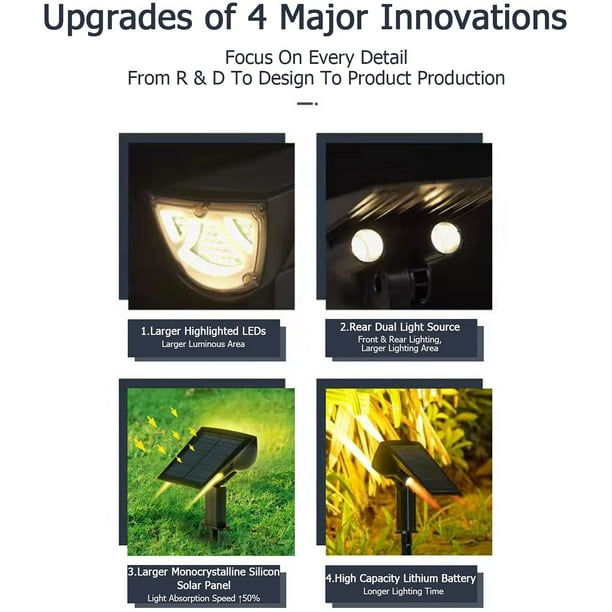 Solar Landscape Spotlights, Solar Lights Outdoor IP65 Waterproof