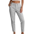 thumbnail image 5 of CQONEPT Womens Work Pants Dressy Casual Straight Leg High Waist Cargo Ankle Pants Button Slim Cropped Trousers with Pockets Chino Pant for Outdoor Daily Wear S, 5 of 6