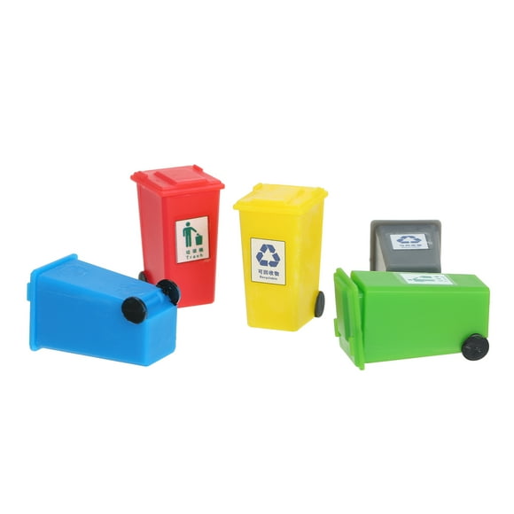 Generic 1:50 Scale Miniature Garbage Can Set - 5PCS ABS Model Kits for DIY Landscaping, Multiple Scales Available (1:50, 1:87, 1:100, 1:150)