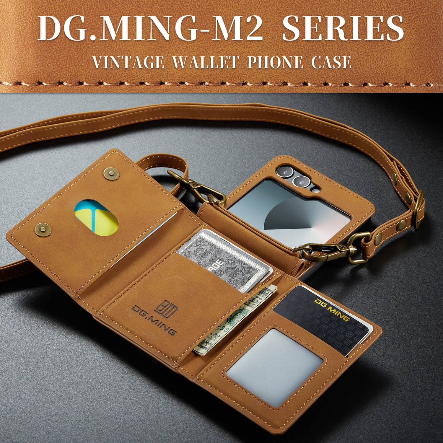 ETFAST Leather Phone Case For Samsung Galaxy Z Flip 6 Wallet Leather Case with Card Holder Leather Phone Case Shockproof Protective Cover