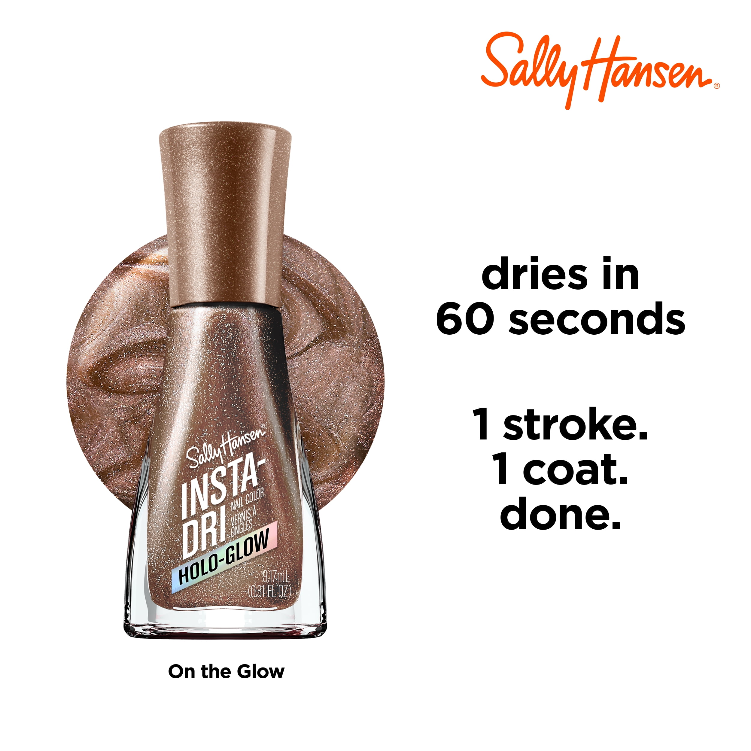 Sally Hansen Insta-Dri Nail Polish, Quick-Drying, Long-Lasting Shine, On The Glow 0.31 fl oz