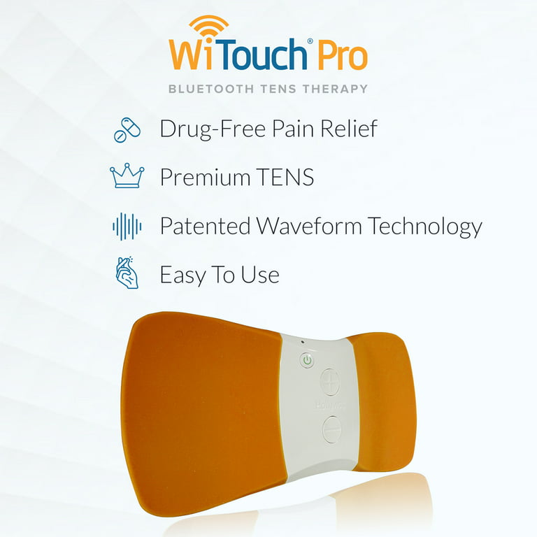 WiTouch Pro TENS Unit for Back Pain Relief & Recovery, Wireless, Wearable,  Made in USA, Gel Pads Included…