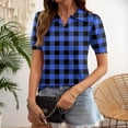 thumbnail image 2 of Trgacdwlo Plaid Womens Golf Polo Shirt Collared V Neck Womens Short Sleeve Tops Summer Retro Boho Women's Polo Shirts Blue XXL, 2 of 5