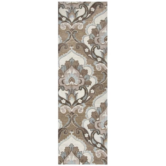 Alora Decor Napoli 2'6" x 10' Medallion Mocha/Ivory Hand-Tufted Area Rug