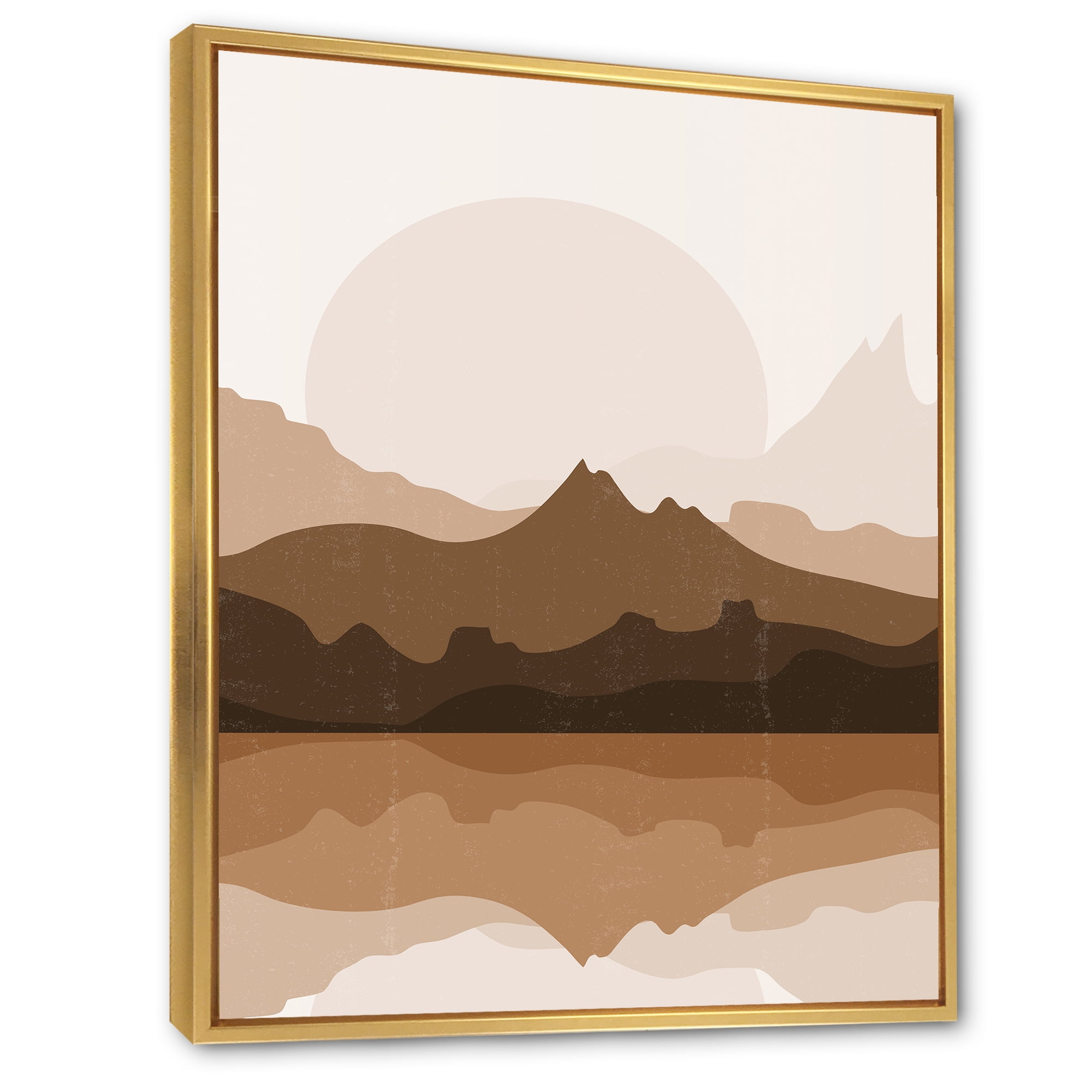 Designart 'Minimalist Brown Terracotta Landscape' Modern Framed Canvas Wall Art Print
