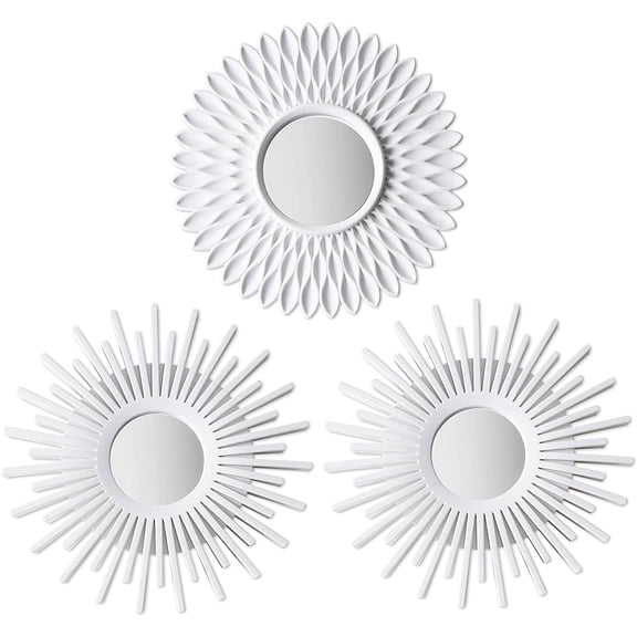 Wall Mirrors Pack of 3 Round White Mirrors for Home Decor, Bedroom & Room | Espejos Decorativos de Pared Sala Dormitorio | Circle Wall Decor Minimalist Vintage & Chic, Gifts for Women Mums