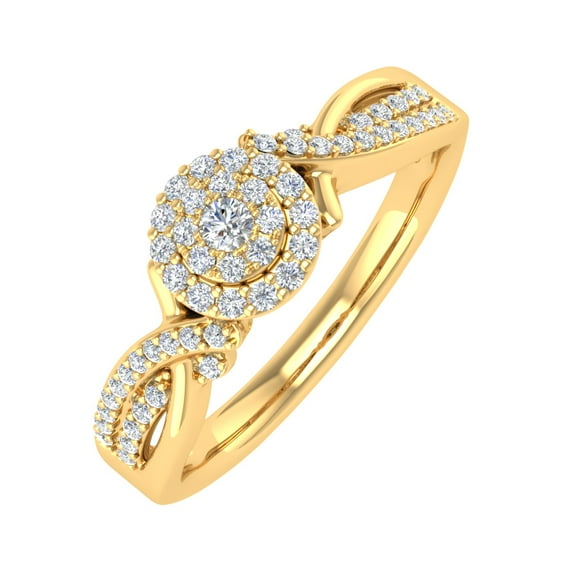 1/4 Carat Round Diamond Engagement Ring in 10K Yellow Gold (Ring Size 9)