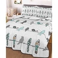 thumbnail image 3 of Quilts Twin Size, Teal Grey Plaid Polka Dots Birds Soft Comforter Bedding Set for Bed, Turquoise Spring Floral Lightweight Quilted Bedspread with Pillow Cover(2 Pieces) for All Season, 68x86 Inch, 3 of 6