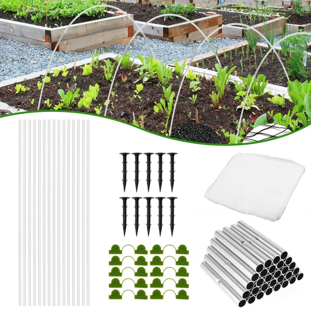 Kit Arceaux Serre Tunnel Jardin - 35 Cerceaux Fibre De Verre + Accessoires, Protection Légumes Gel Insectes, DIY Facile