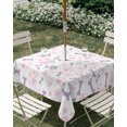 thumbnail image 2 of Square Outdoor Tablecloth with Umbrella Hole Geometric Bones Outside Table Cloth Waterproof Patio Table Cover Pink Purple Star Triangles Abstract Art Zipper Tablecloths for Picnic Camping 60x60 Inch, 2 of 8
