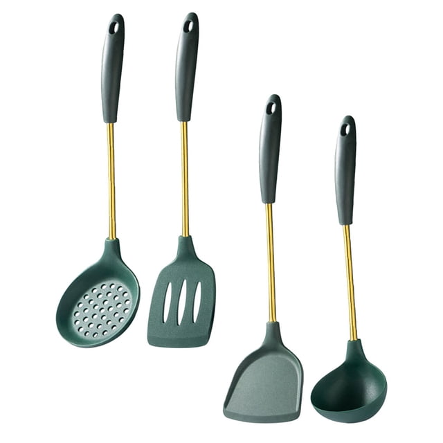 unbranded 1Jgo Utensilios De Cocina Duraderos De Acero Inoxidable Con Mango Verde Y Ergonómico Para Cocina