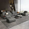 thumbnail image 1 of Premium Italian Genuine Leather Sectional Sofa Sets Couch Sofas with USB and Bluetooth Speaker - MINGDIBAO Living Room Furniture My Lux Decor Round, 1 of 12