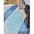 thumbnail image 3 of Unique Loom Outdoor Botanical Vines Area Rug 2' x 6' Runner Aqua Blue/Ivory, 3 of 4