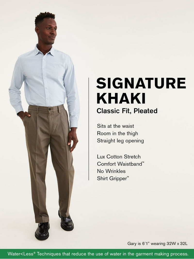 Dockers Men's Pleated Classic Fit Signature Khaki Lux Cotton