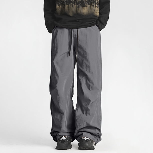 Pantalones largos para hombre, con protección solar, color liso, cintura elástica y cordón ajustable.
