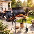 thumbnail image 2 of Segmart Charcoal Grill with Offset Smoker, Portable Outdoor Barrel Grill with Front Shelf, Built-In Thermometer & Wheels, 338 Sq. In. Cooking Area, Ideal for Backyard Patio BBQ, 2 of 8