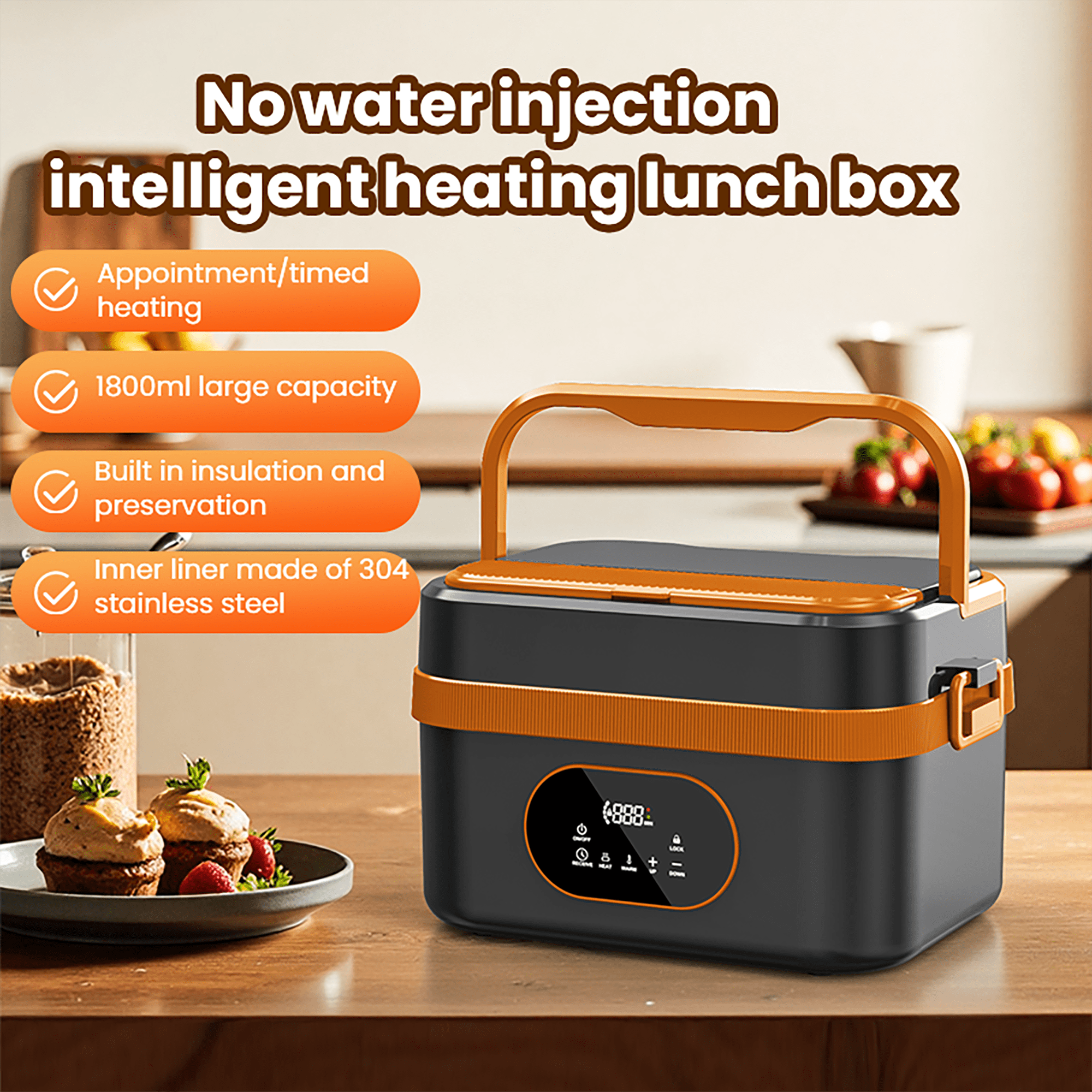 Govvep Cordless Electric Lunch Box for Adults, Rechargeable Auto Heated Lunch Box with 1.5L Removable container&Insulated Bag for Office, Picnic, Car & Outdoor Use