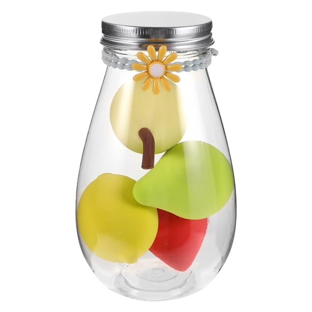 Juego de 4 esponjas de maquillaje con forma de fruta, suaves, para usar en seco y húmedo, para base, corrector y polvos