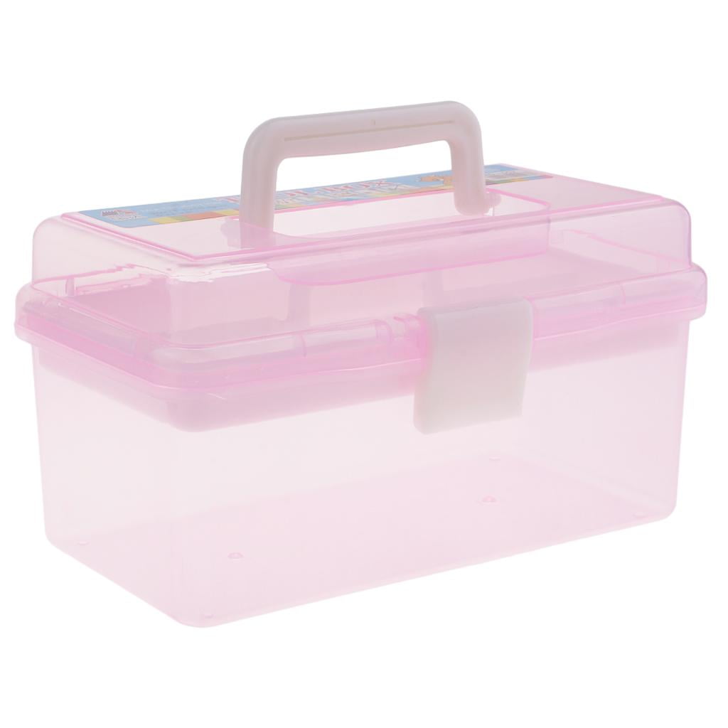 Multipurpose Store Container Organizer Box Case with Removable Tray and Handle for Art Craft Sewing Supplies