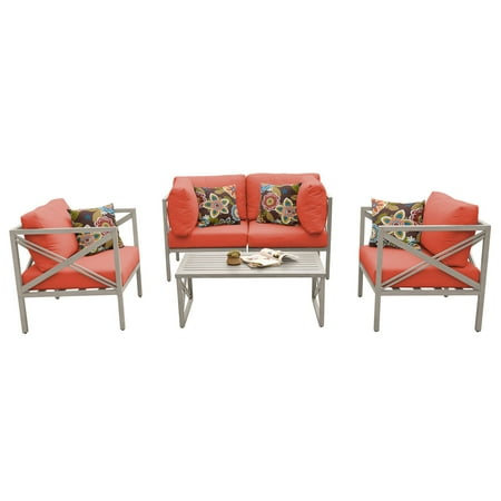 Carlisle Traditional Weight - TK Classics Carlisle Aluminum 5 Piece Patio Conversation Set with Arm Chairs