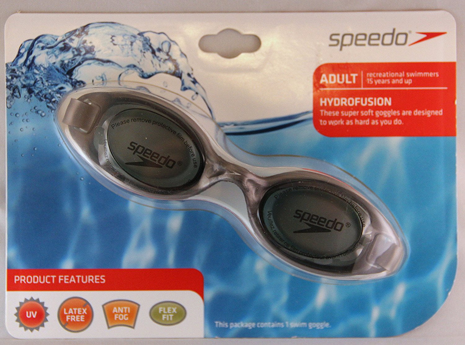 Speedo Hydrofusion Goggles Adult Swimmers 15 Years and up White for sale online 
