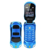 Blue Newmind F15 Unlocked Flip Mobile Phone 2G GSM Dual Sim Mini Sport Car Model Cell Phone With Camera Flashlight Telephone