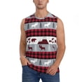 thumbnail image 2 of Lsque Buffalo Plaid Forest Print Men's Cotton Blend Sleeveless Muscle Shirts (S-3XL)- Moisture Wicking, Odor Protection, UPF 30+,X-Large, 2 of 8